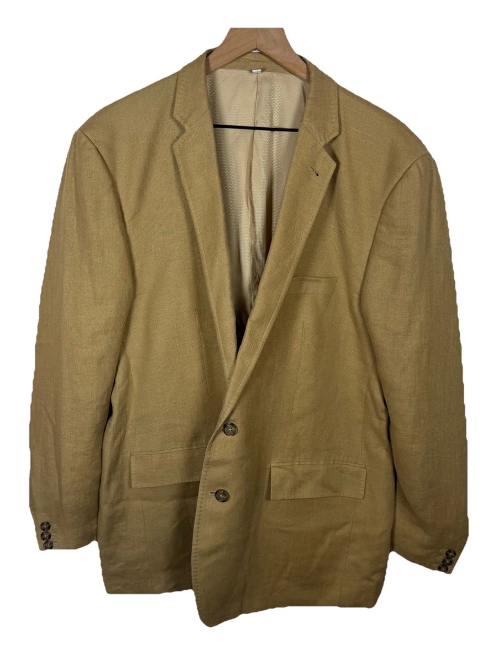 Baird McNutt 100% Linen Murano Blazer Tan Men’s Size XL Lined Coastal Preppy